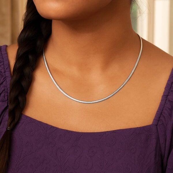 2.5mm 14k Two Tone Gold Reversible Omega Necklace - Two-Tone Gold - alternate view 5