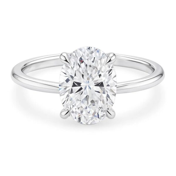 3 Carat Oval Lab Grown IGI G/VS1 Diamond Solitaire Ring in 14K White Gold - alternate view 2