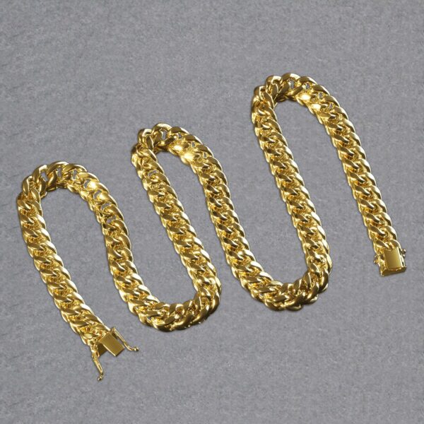 14k Yellow Gold Semi Solid Miami Cuban Chain (9.10 mm) - alternate view 5