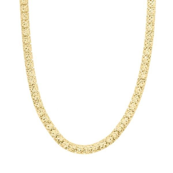 10K Yellow Gold Diamond Cut Square Link Necklace