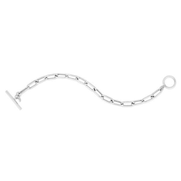 Sterling Silver Rhodium Plated Paperclip Toggle Necklace - alternate view 3