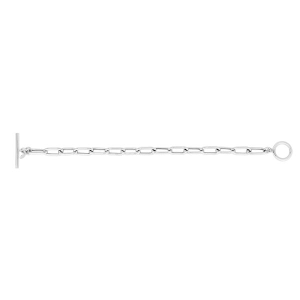 Sterling Silver Rhodium Plated Paperclip Toggle Necklace - alternate view 4