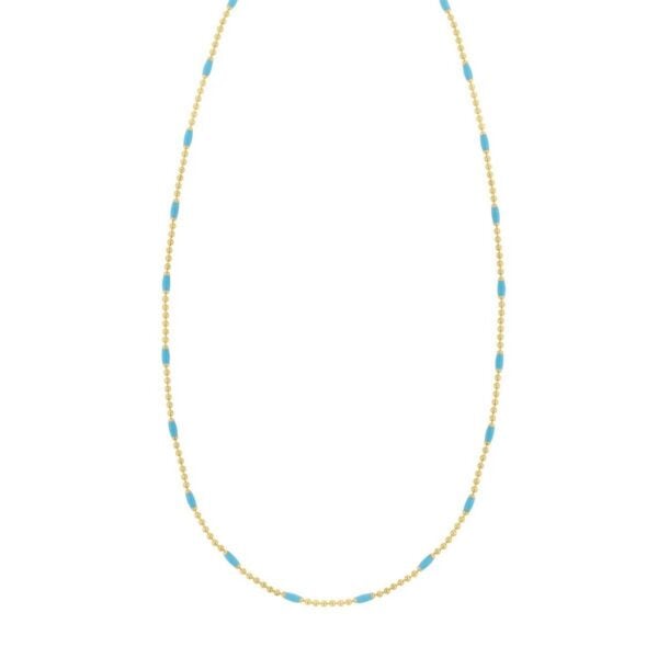Sterling Silver Gold Plated Blue Enamel Beaded Necklace