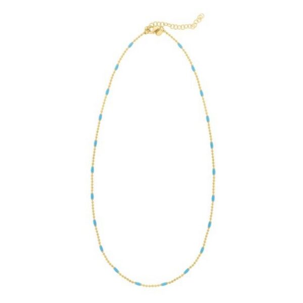 Sterling Silver Gold Plated Blue Enamel Beaded Necklace - alternate view 2