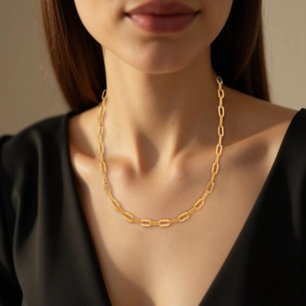 14k Yellow Gold Diamante Paperclip Chain Necklace (4.00 mm) - alternate view 5
