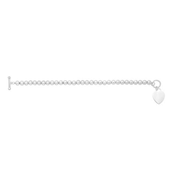 Sterling Silver Rhodium Plated Bead Toggle Heart Necklace - alternate view 3