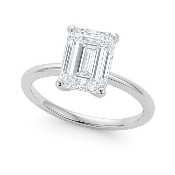 2 Carat Emerald Lab Grown IGI G/VS1 Diamond Solitaire Ring in 10K White Gold