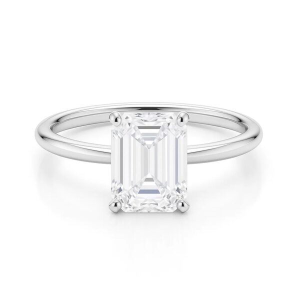 2 Carat Emerald Lab Grown IGI G/VS1 Diamond Solitaire Ring in 10K White Gold - alternate view 3