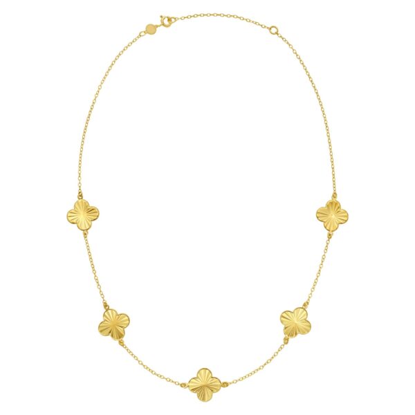14K Yellow Gold Clover Necklace - alternate view 2