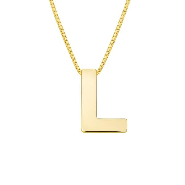 14K Yellow Gold Yours Truly Block Letter Initial L Necklace - alternate view 2