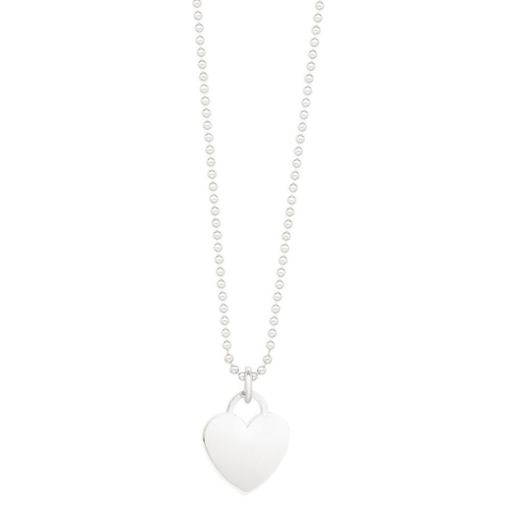 Sterling Silver Rhodium Plated Heart Charm Necklace