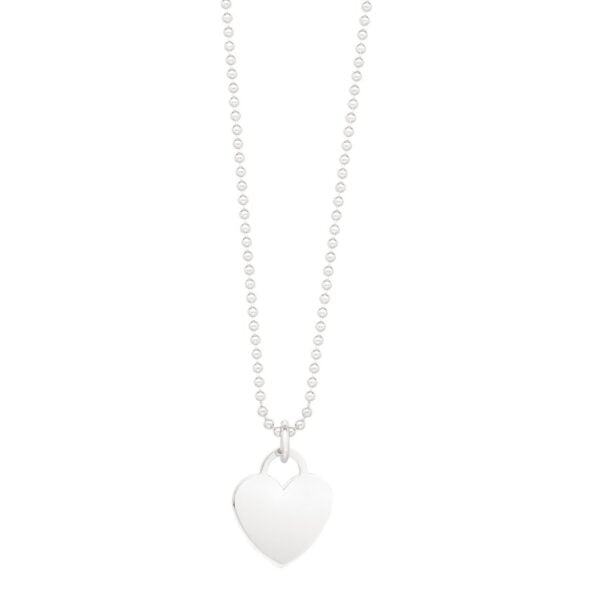 Sterling Silver Rhodium Plated Heart Charm Necklace