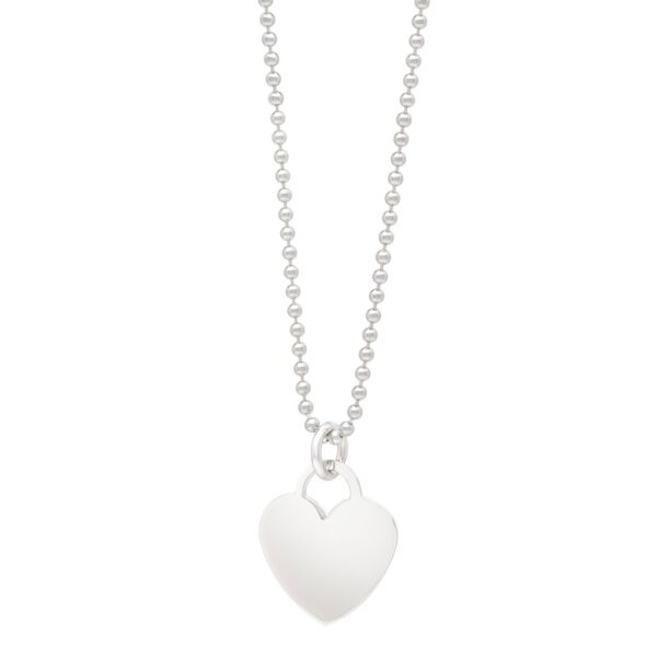 Sterling Silver Rhodium Plated Heart Charm Necklace - alternate view 3