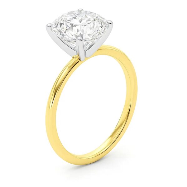 3 Carat Cushion Lab Grown IGI G/VS1 Diamond Solitaire Ring in 10K Yellow Gold - alternate view 2