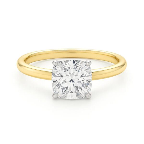 3 Carat Cushion Lab Grown IGI G/VS1 Diamond Solitaire Ring in 10K Yellow Gold - alternate view 3