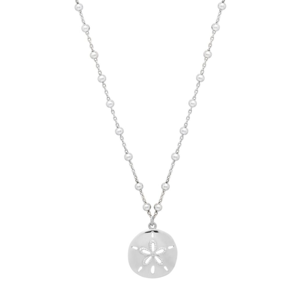 Sterling Silver Rhodium Plated Sand Dollar Necklace