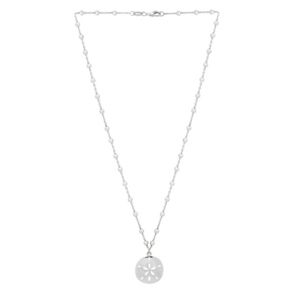 Sterling Silver Rhodium Plated Sand Dollar Necklace - alternate view 2