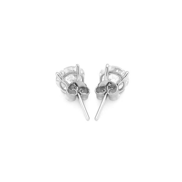 14k White Gold Stud Earrings with White Hue Faceted Cubic Zirconia(6mm) - alternate view 3