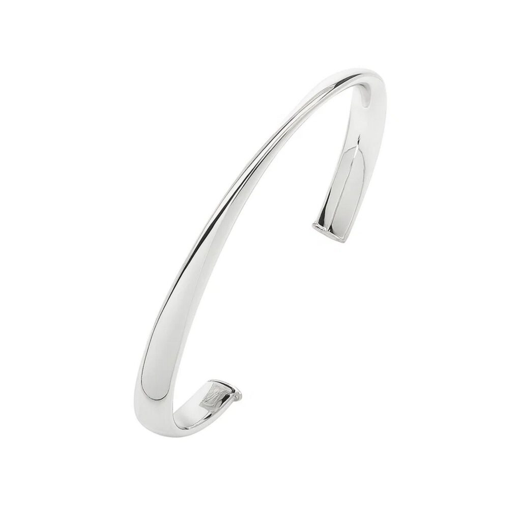 Sterling Silver Rhodium Plated Sculpted Cuff Bangle