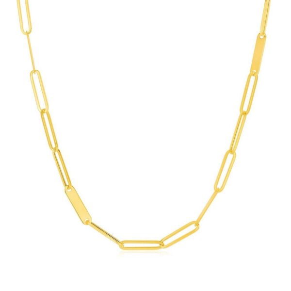 14k Yellow Gold Alternating Paperclip Chain Link and Gold Bar Necklace - alternate view 2