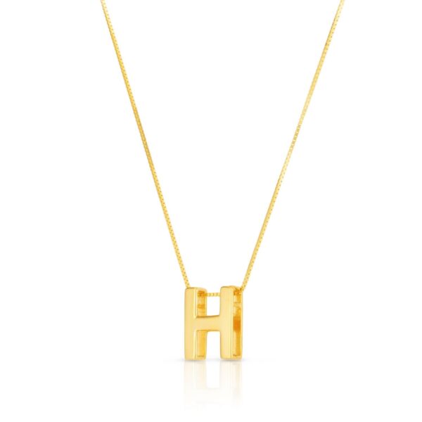 14K Yellow Gold Yours Truly Block Letter Initial H Necklace