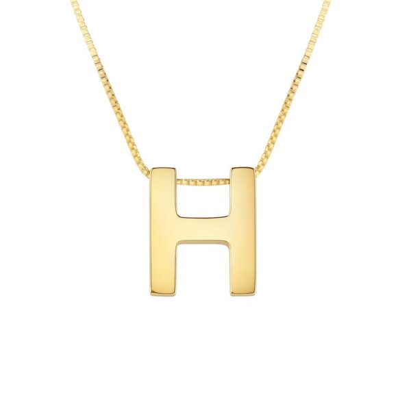 14K Yellow Gold Yours Truly Block Letter Initial H Necklace - alternate view 2