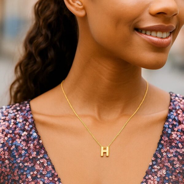 14K Yellow Gold Yours Truly Block Letter Initial H Necklace - alternate view 3