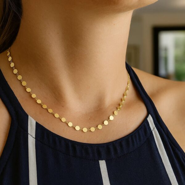 14k Yellow Gold Necklace with Polished Circles - alternate view 4