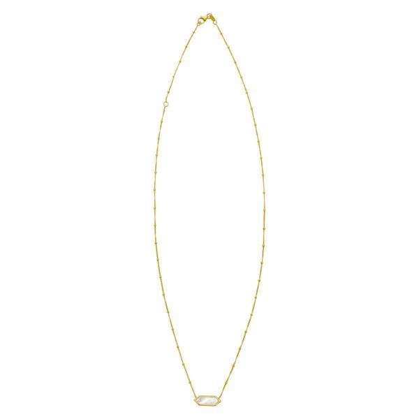 14K Yellow Gold Hexagon Mother Of Pearl Pendant Necklace