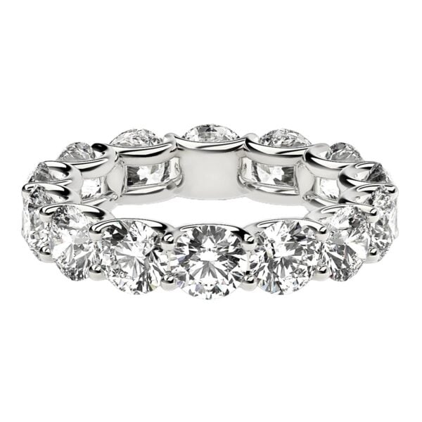 Round Cut Lab Grown Diamond Eternity Ring in 14k White Gold (6 cttw FG/VS2) - F-G - alternate view 2