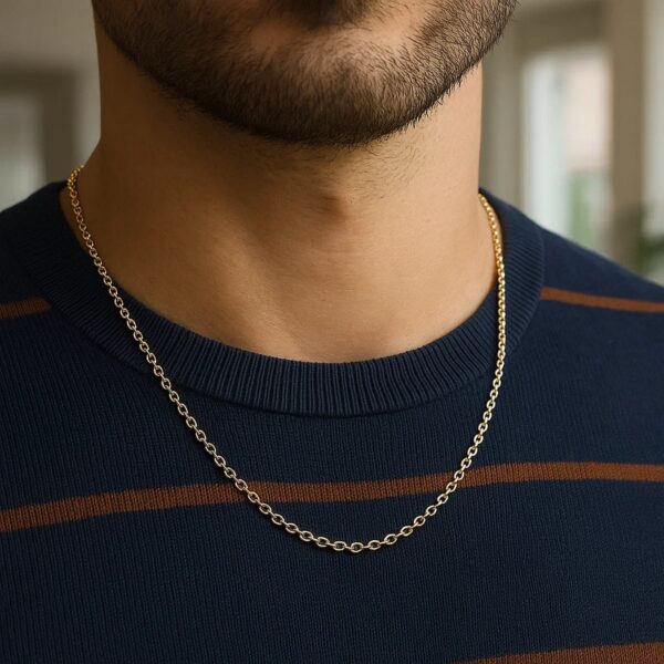 14k Yellow Gold Round Cable Link Chain (2.4 mm) - alternate view 4