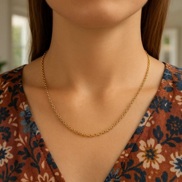 14k Yellow Gold Round Cable Link Chain (2.4 mm) - alternate view 5