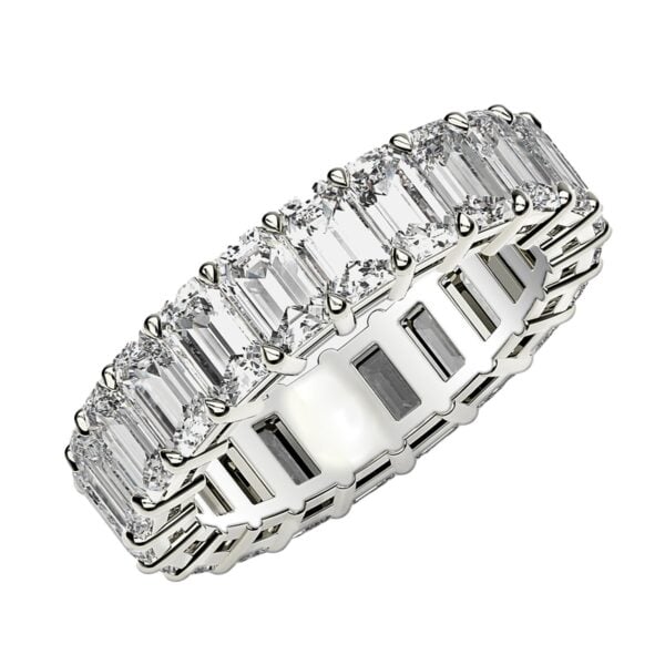 Emerald Cut Lab Grown Diamond Eternity Ring in 14k White Gold (3 cttw FG/VS2) - F-G