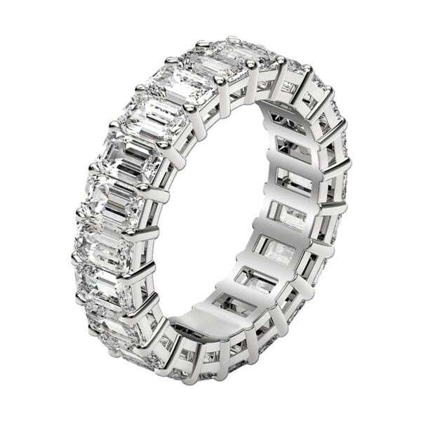 Emerald Cut Lab Grown Diamond Eternity Ring in 14k White Gold (3 cttw FG/VS2) - F-G - alternate view 4