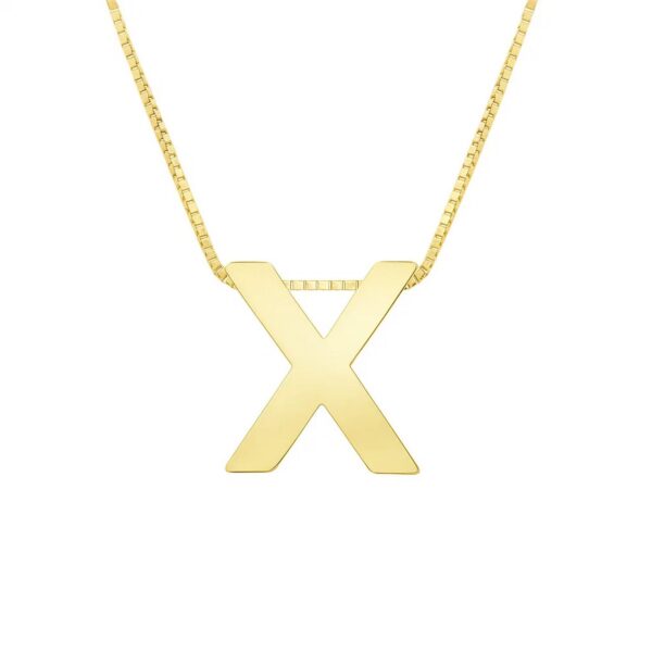14K Yellow Gold Yours Truly Block Letter Initial X Necklace - alternate view 2