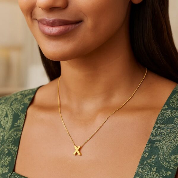 14K Yellow Gold Yours Truly Block Letter Initial X Necklace - alternate view 3