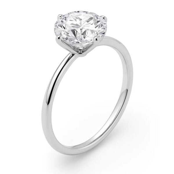 5 Carat Round Lab Grown IGI G/VS1 Diamond Solitaire Ring in 14K White Gold - alternate view 2