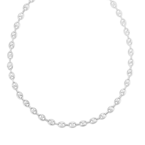 Sterling Silver Rhodium Plated Puffed Mariner Chain (3.70 mm) - alternate view 2