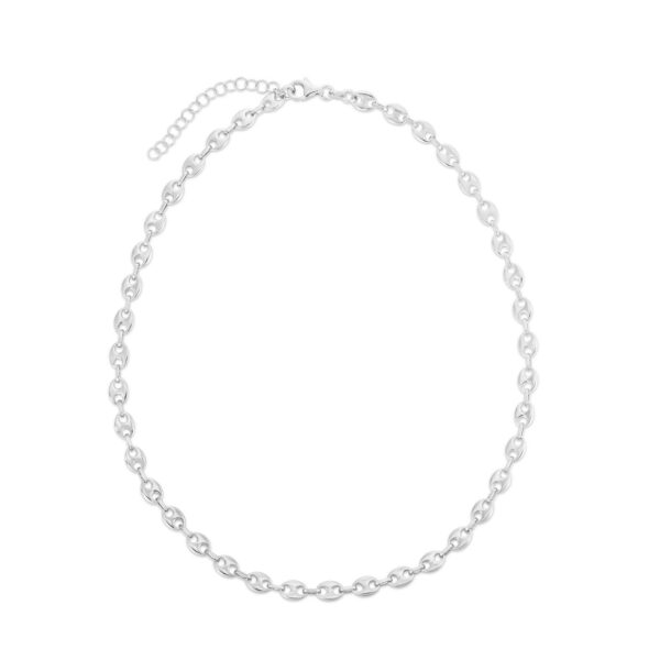 Sterling Silver Rhodium Plated Puffed Mariner Chain (3.70 mm) - alternate view 3