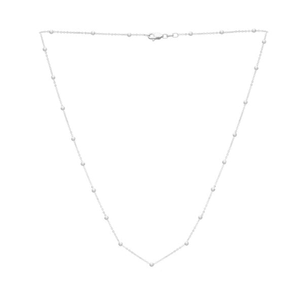 14K White Gold Saturn Bead Chain Necklace - alternate view 2