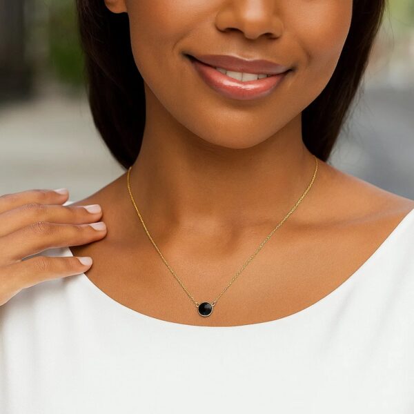 14k Yellow Gold 17 inch Necklace with Round Onyx - alternate view 4