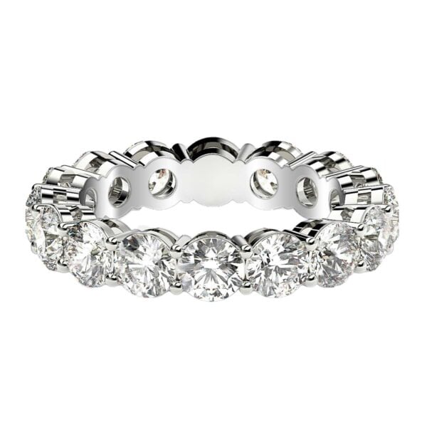 Round Cut Lab Grown Diamond Eternity Ring in 14k White Gold (4 cttw FG/VS2) - F-G - alternate view 2
