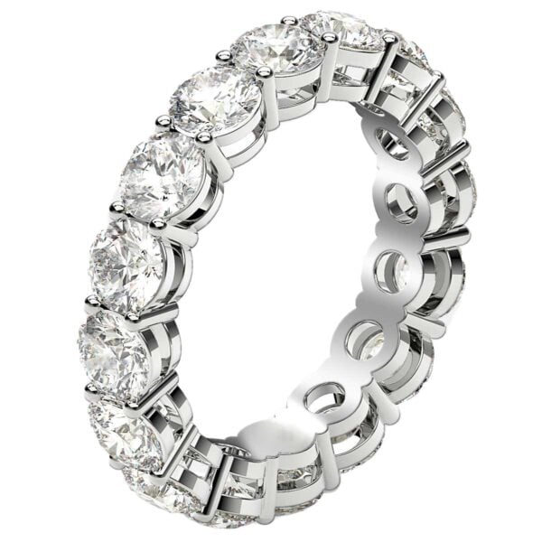 Round Cut Lab Grown Diamond Eternity Ring in 14k White Gold (4 cttw FG/VS2) - F-G - alternate view 4