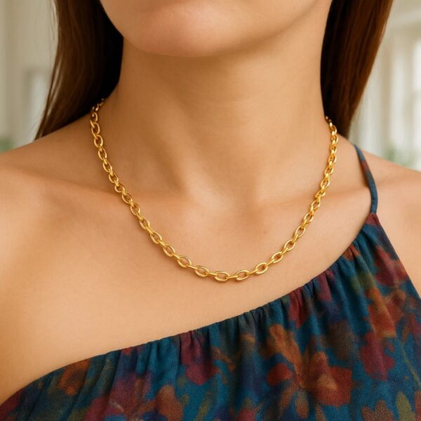 14K Yellow Gold Charm Link Cable Chain Necklace (3.30 mm) - alternate view 3