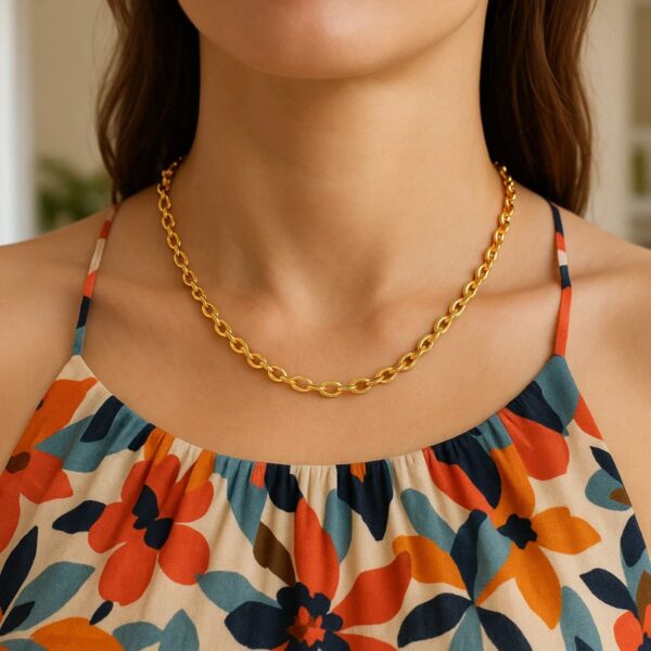 14K Yellow Gold Charm Link Cable Chain Necklace (3.30 mm) - alternate view 4