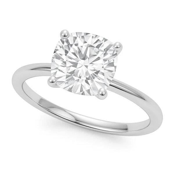 5 Carat Cushion Lab Grown IGI G/VS1 Diamond Solitaire Ring in 14K White Gold