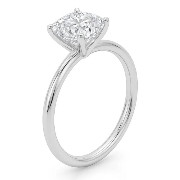 5 Carat Cushion Lab Grown IGI G/VS1 Diamond Solitaire Ring in 14K White Gold - alternate view 2