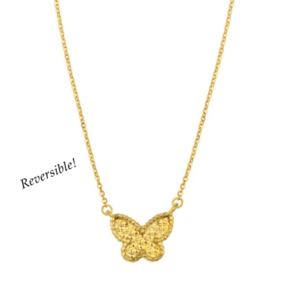 14K Yellow Gold Primavera Mother of Pearl Butterfly Necklace - alternate view 4