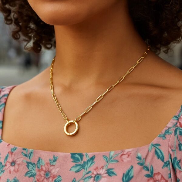 14k Yellow Gold High Polish The Invisible Paperclip Clasp Necklace - alternate view 3