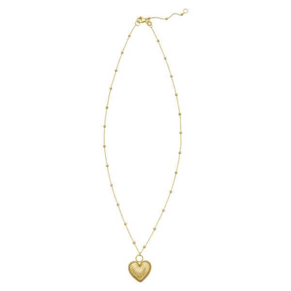 14K Yellow Gold Vintage Puffed Heart Necklace - alternate view 2